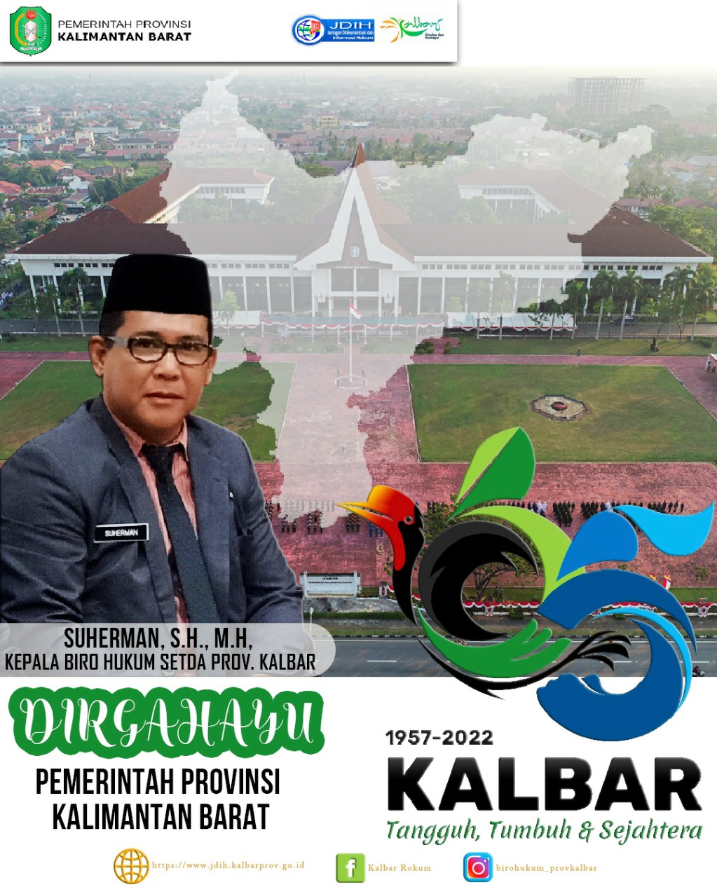 Selamat Hari Jadi Pemerintah Provinsi Kalimantan Barat ke 65, KALBAR Tangguh, Tumbuh dan Sejahtera.