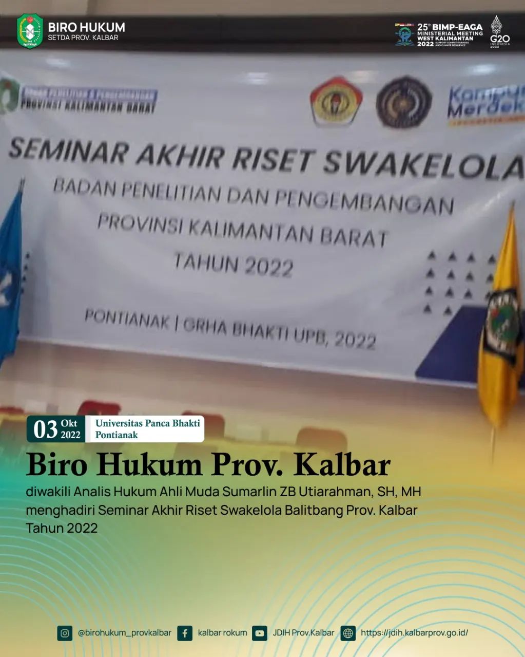 Seminar Akhir Riset Swakelola Balitbang Prov. Kalbar Tahun 2022